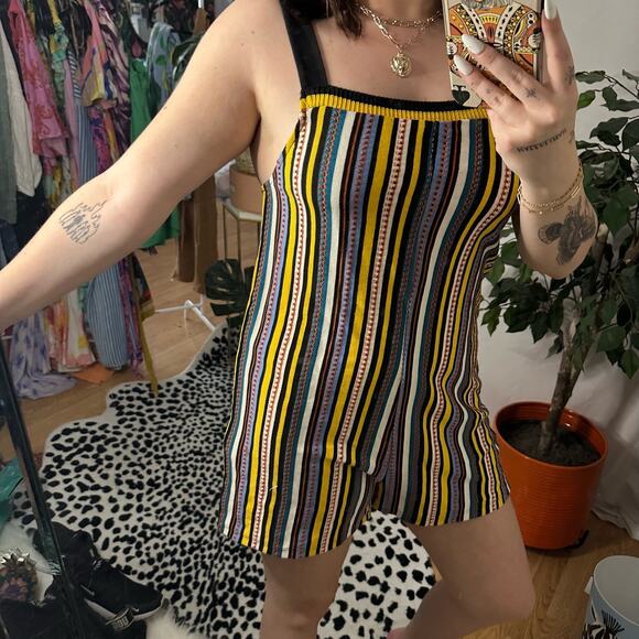 Zara Striped Knit Romper Black Yellow Size Medium - Picture 5 of 5